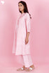 Cambric Cotton Pintucked Kurta In Floral Block Print